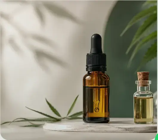 Frasco de óleo medicinal representando Medicina Endocanabinoide
